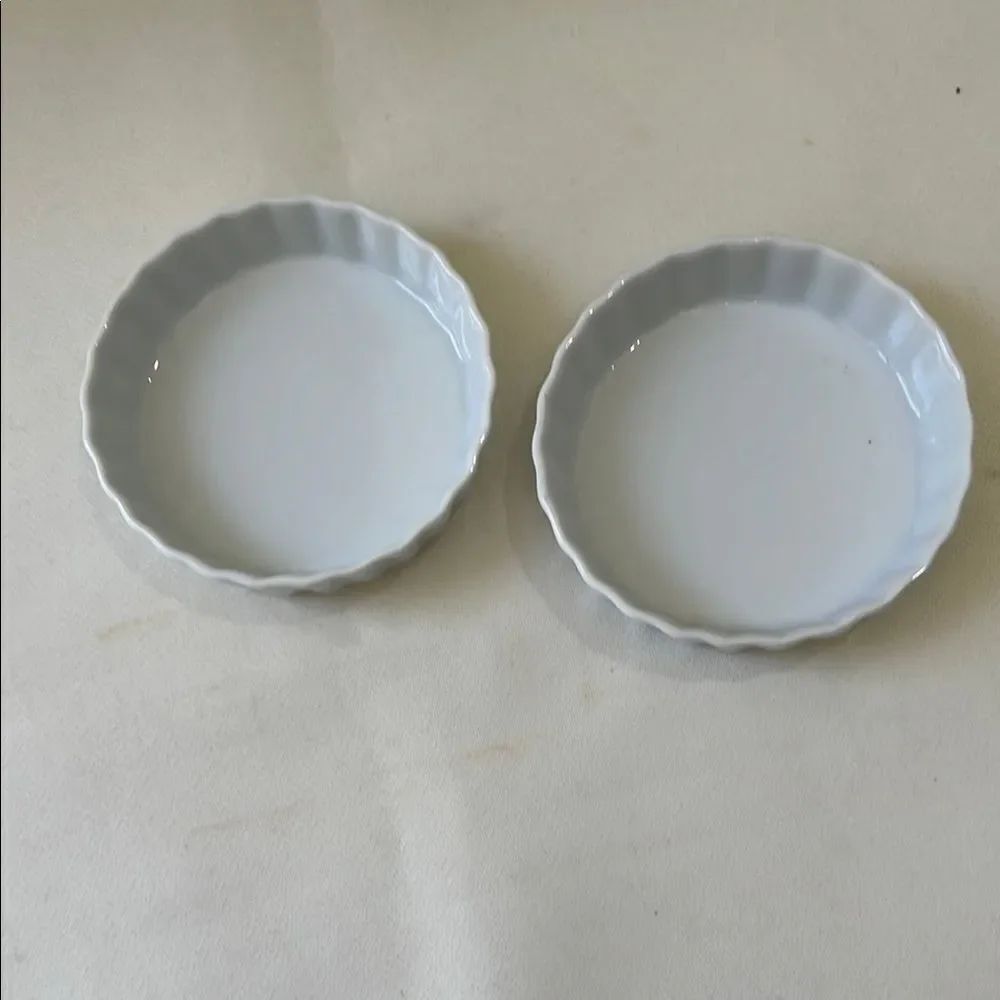Cordon Bleu White Ceramic Tart Dessert Serving Baking Dishes 4 1/2 In Set Of 2
